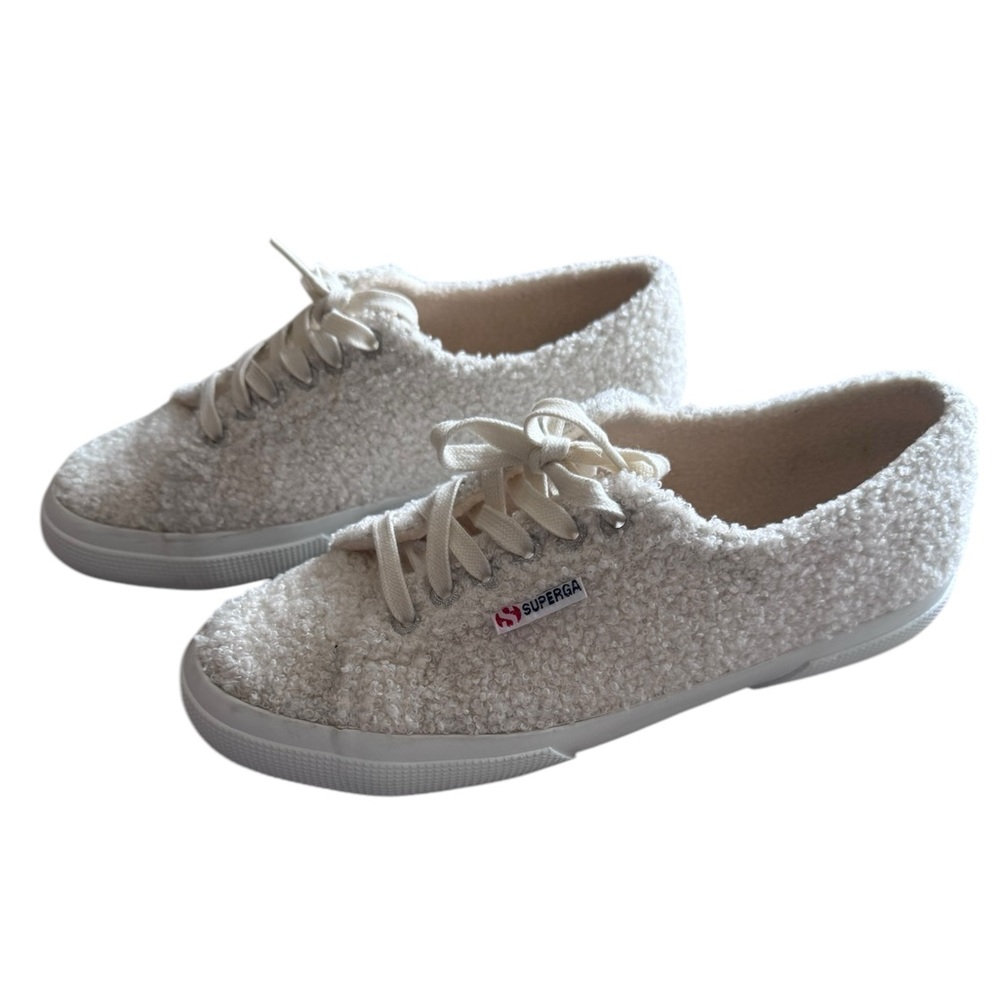 SUPERGA Women's Sneakers Size 9.5 Sherpa Faux Shearling Ivory